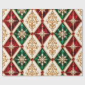 Luxe Rode Smaragd Kerst Inpakpapier (Vlak)
