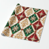 Luxe Rode Smaragd Kerst Inpakpapier (Uitgerold)