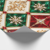 Luxe Rode Smaragd Kerst Inpakpapier (Hoek)