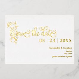 Luxe Romantic Flourish Wedding Save the Date Folie Uitnodiging