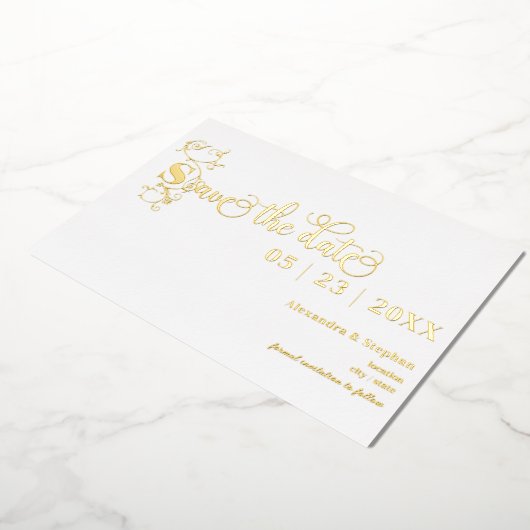 Luxe Romantic Flourish Wedding Save the Date Folie Uitnodiging (Gedraaid)
