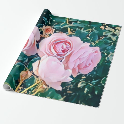 luxe romantic flowers botanical wallpaper cadeaupapier (Uitgerold)