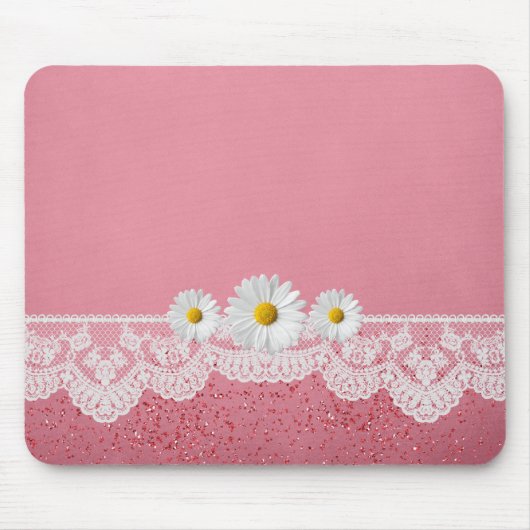Luxe Romantische Roze Kant Mousepad Muismat (Voorkant)