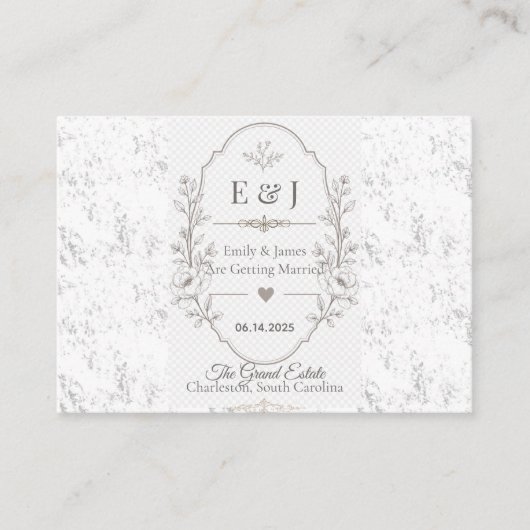 Luxe Romantische Trouwfeestviering Design Plaatskaartje (Voorkant)