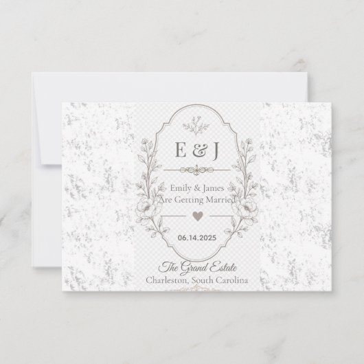 Luxe Romantische Trouwfeestviering Design Save The Date (Voorkant)