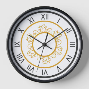 Luxe Romeinse Numerieke Muur Klok - Zwart en Goud
