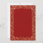 Luxe Rood & Antiek-Gouden Bruiloft Kaart (Achterkant)