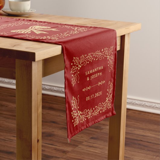 Luxe rood & antiek gouden bruiloft medium tafelloper (Voorbeeld)