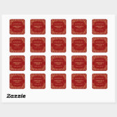 Luxe Rood & Antiek-Gouden Trouw Vierkante Sticker (Vel)