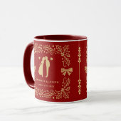 Luxe rood & antiek gouden trouwdag mok (Voorkant links)