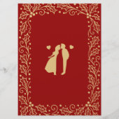 Luxe rood & antiek-gouden trouwmenu kaart (Achterkant)