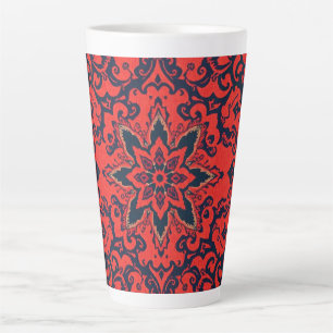 Luxe Rood Blauw Sierlijk Perzisch Medaillon Patroo Latte Mok
