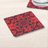 Luxe rood blauw sierlijk Perzisch medaillonpatroon Kartonnen Onderzetters (Schuin)