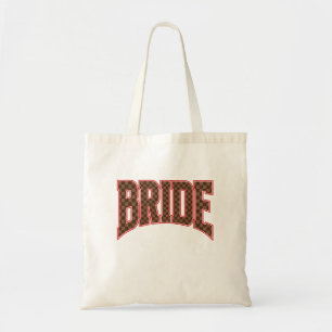 Luxe Rood + Bruin Geruit Varsity BRUID Tote Bag