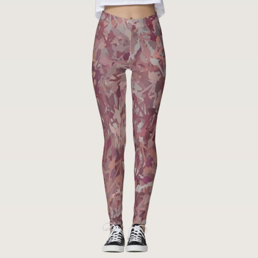Luxe Rood Bruin Grijs Waterverf Abstracte Kunst Leggings (Voorkant)