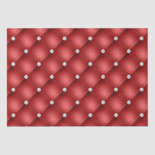 Luxe Rood Diamant Gestoffeerd Patroon Tissuepapier (Voorkant)