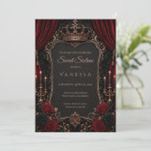 Luxe Rood Donker Gotisch Sweet 16 Kaart (Staand voorkant)