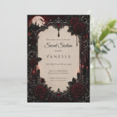 Luxe Rood Donker Gotisch Sweet 16 Kaart (Staand voorkant)