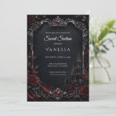 Luxe Rood Donker Gotisch Sweet 16 Kaart (Staand voorkant)