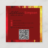 Luxe rood en goud abstracte QR-code Vierkante Visitekaartje (Achterkant)