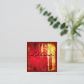 Luxe rood en goud abstracte QR-code Vierkante Visitekaartje (Staand voorkant)