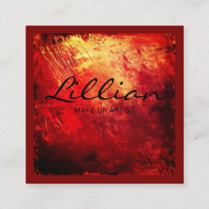 Luxe rood en goud abstracte QR-code Vierkante Visitekaartje