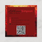 Luxe rood en goud abstracte QR-code Vierkante Visitekaartje (Achterkant)