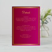 Luxe rood en goud bruiloft details Kaart (Staand Voorkant)