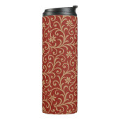 Luxe Rood en Goud Damask Bloemenrol Thermosbeker (Gedraaid links)