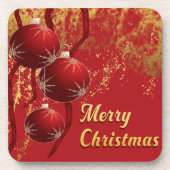 Luxe rood en goud kerstversiering bier onderzetter (Voorkant)