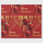 Luxe rood en goud kerstversiering cadeaupapier (Vlak)