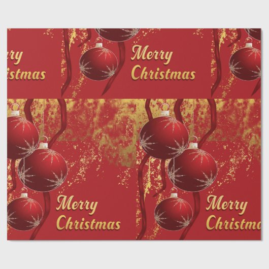 Luxe rood en goud kerstversiering cadeaupapier (Vlak)