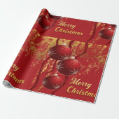 Luxe rood en goud kerstversiering cadeaupapier (Uitgerold)