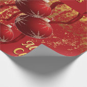 Luxe rood en goud kerstversiering cadeaupapier (Hoek)