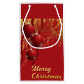 Luxe rood en goud kerstversiering klein cadeauzakje (Achterkant)