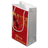 Luxe rood en goud kerstversiering klein cadeauzakje (Achterkant Gekanteld)