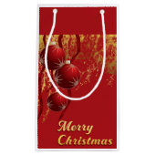 Luxe rood en goud kerstversiering klein cadeauzakje (Voorkant)