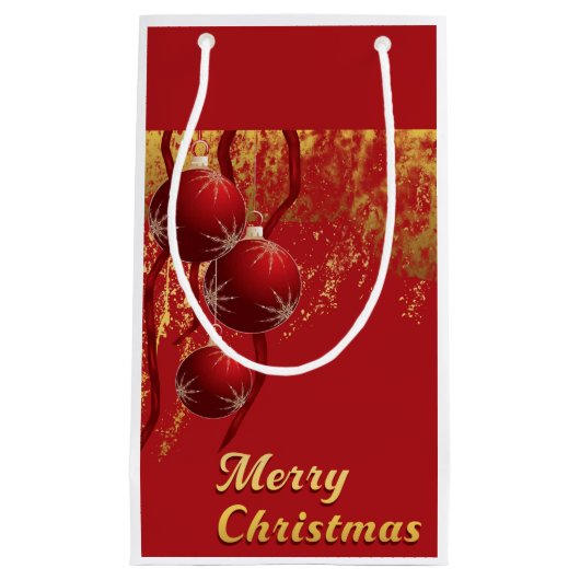 Luxe rood en goud kerstversiering klein cadeauzakje (Voorkant)