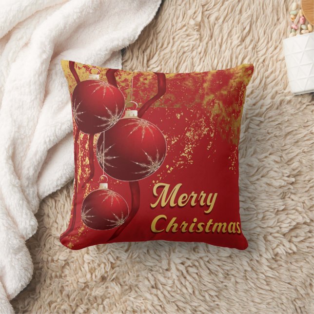 Luxe rood en goud kerstversiering kussen (Deken)