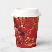 Luxe rood en goud kerstversiering papieren bekers (Achterkant)