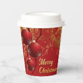 Luxe rood en goud kerstversiering papieren bekers (Voorkant)
