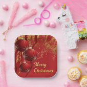 Luxe rood en goud kerstversiering papieren bordje (Feest)