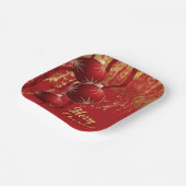 Luxe rood en goud kerstversiering papieren bordje (Gebogen)