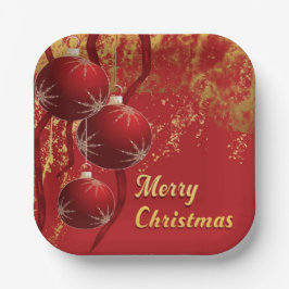 Luxe rood en goud kerstversiering papieren bordje