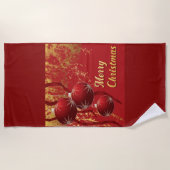 Luxe rood en goud kerstversiering strandlaken (Voorkant)