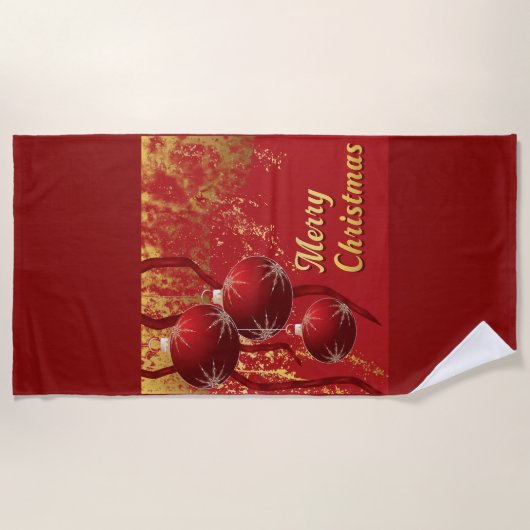Luxe rood en goud kerstversiering strandlaken (Voorkant)