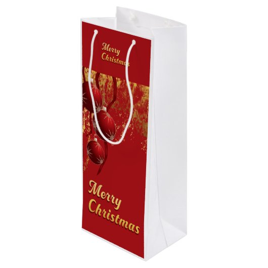 Luxe rood en goud kerstversiering wijn cadeautas (Achterkant Gekanteld)