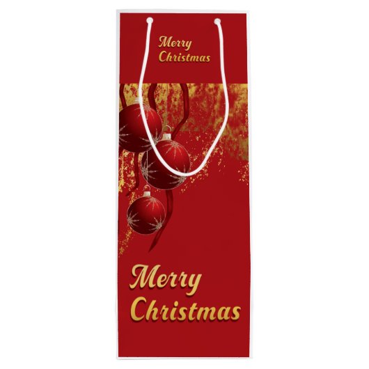 Luxe rood en goud kerstversiering wijn cadeautas (Achterkant)
