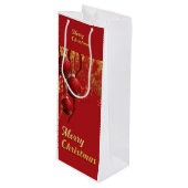 Luxe rood en goud kerstversiering wijn cadeautas (Voorkant Gekanteld)