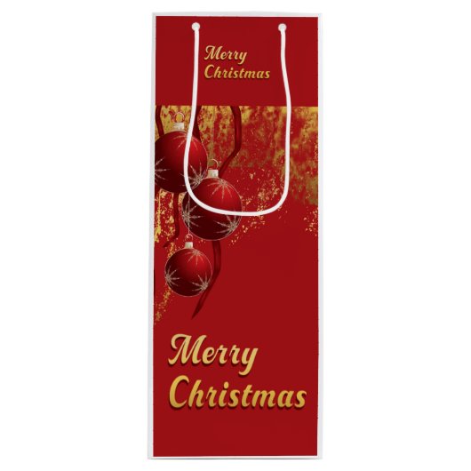 Luxe rood en goud kerstversiering wijn cadeautas (Voorkant)